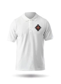 Hr. Polo-Shirt weiß / schwarz - MOTIV 1